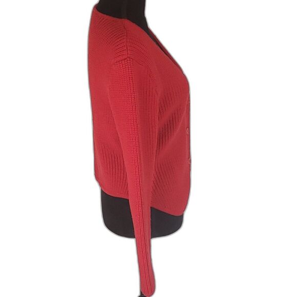 Haberdasher Red Button Up Knitted Cardigan Sweater Size Large - Picture 3 of 5